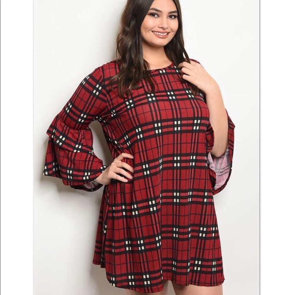 ‘You Make It Easy’ Red Black Plaid Dress (CURVY)